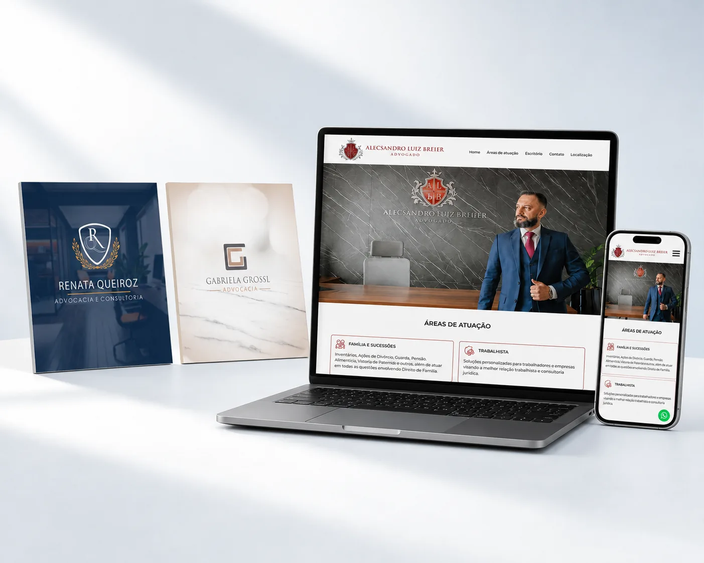 Projetos de identidade visual e site para advogados